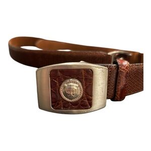 Cale Made in Spain Men’s Genuine Lizard  and Crocodile Belt Brown Size 38 AA